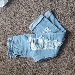 AMERICAN BAZI Womens MidRise Distressed Straight Legged Jeans